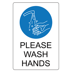 Sign Please Wash Hands A3 Blue On White